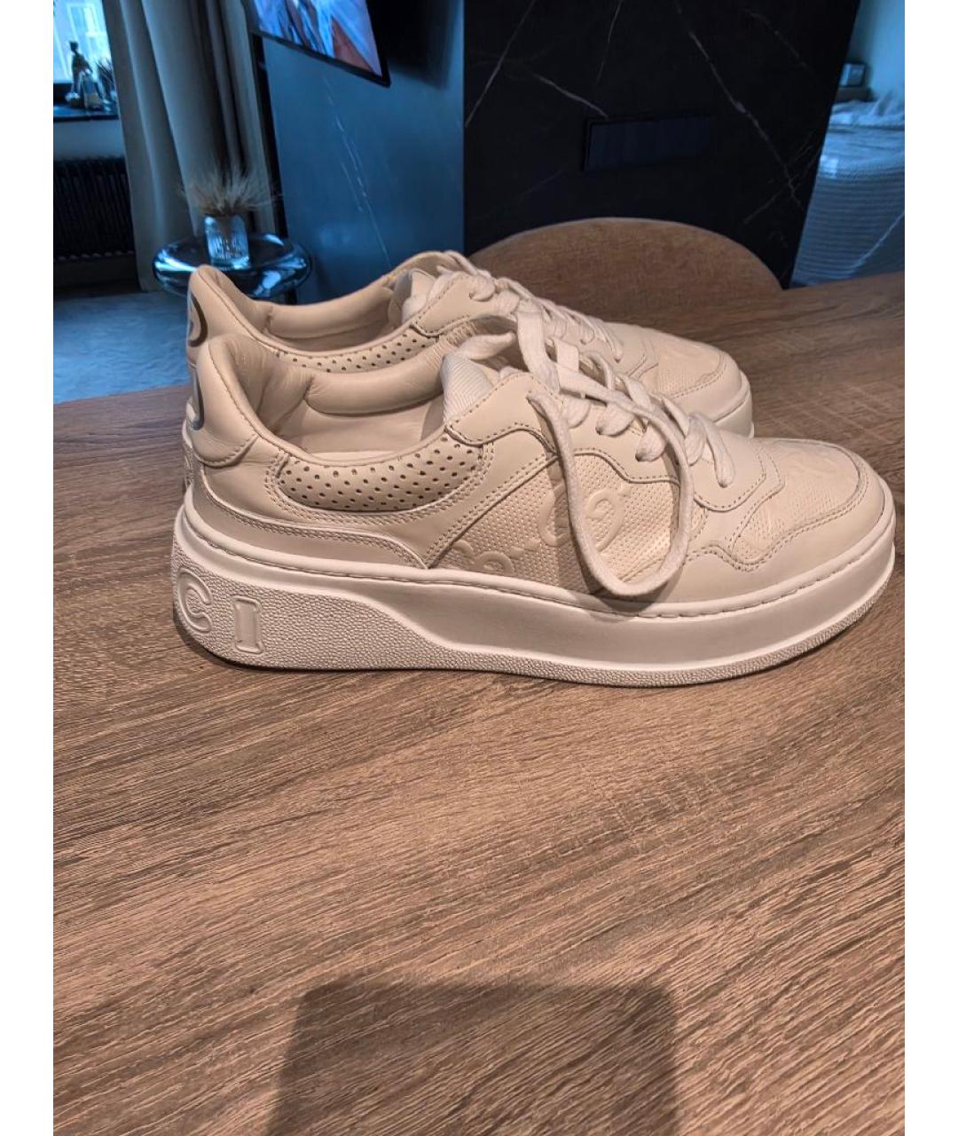 GUCCI Белые кожаные кроссовки, фото 8