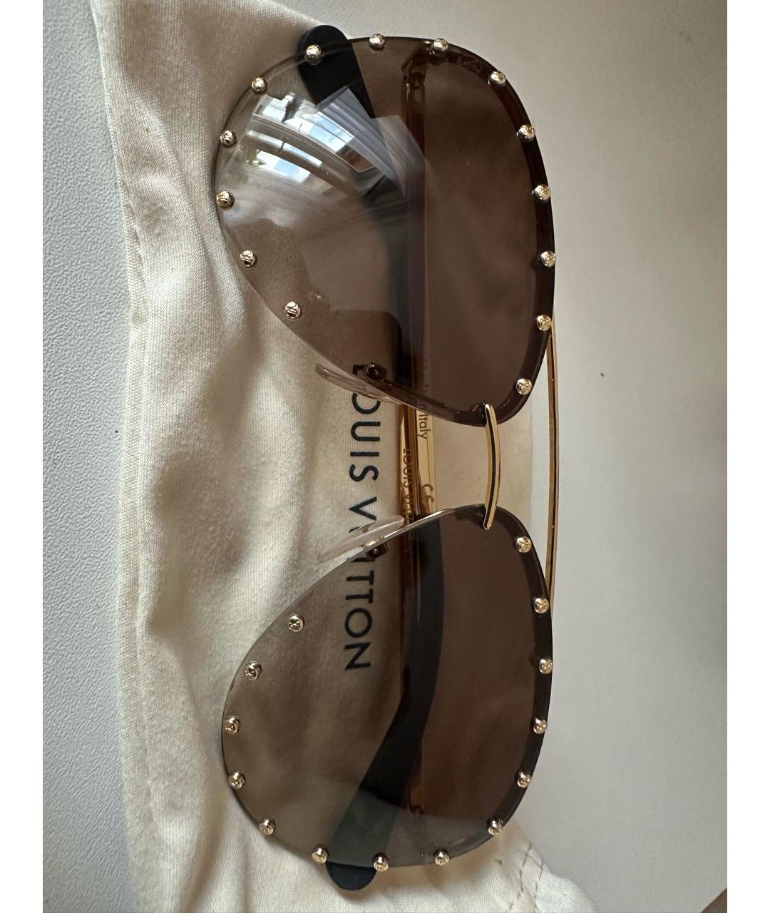 LOUIS VUITTON Золотые металлические солнцезащитные очки, фото 2