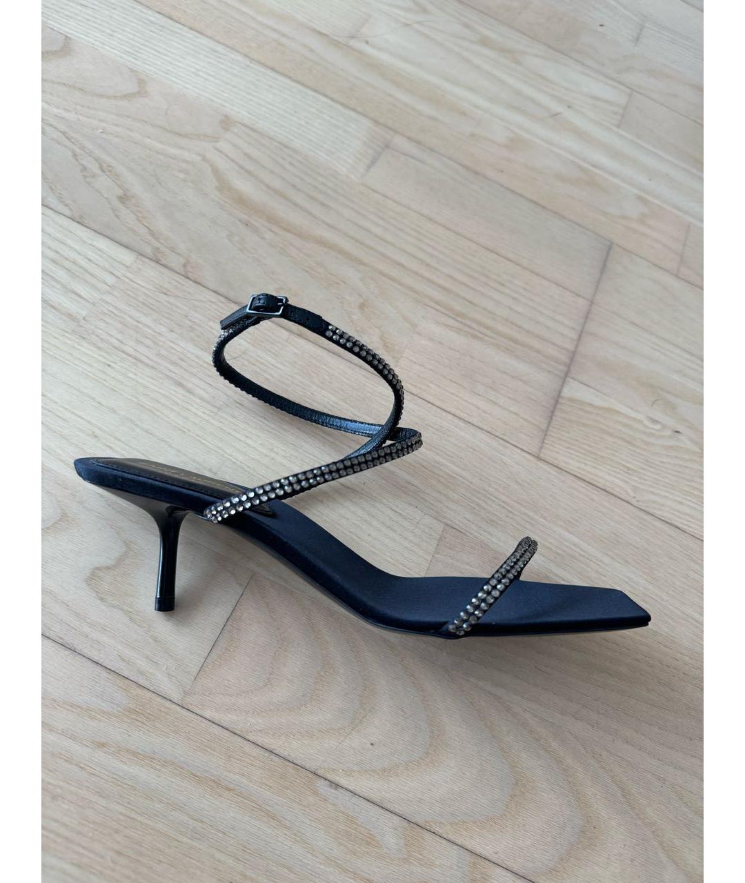 SAINT LAURENT Черные текстильные босоножки, фото 6