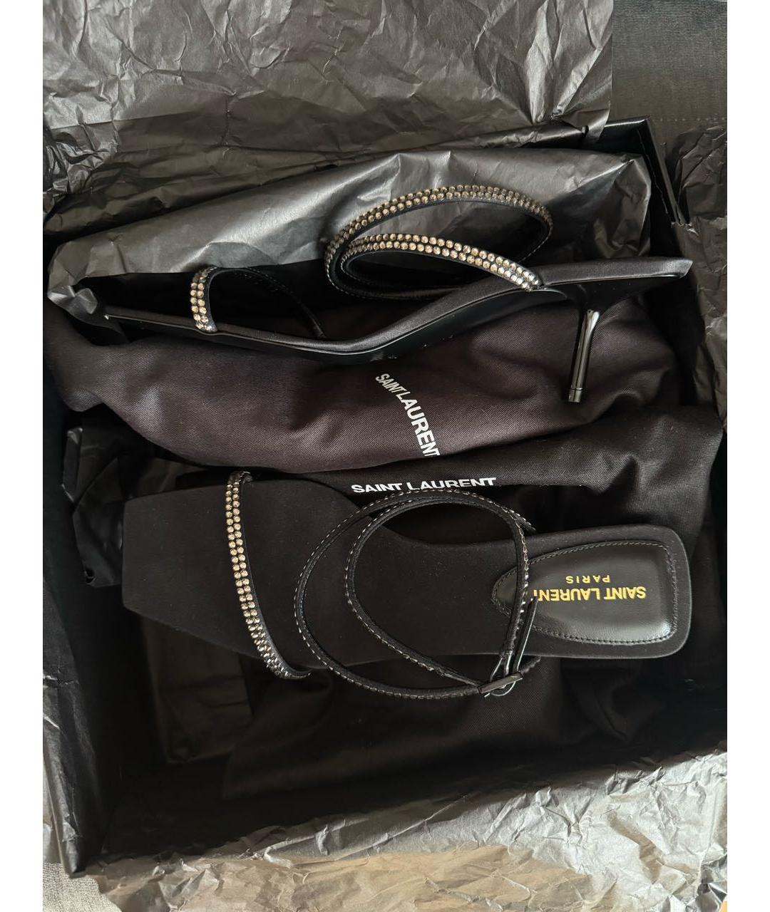 SAINT LAURENT Черные текстильные босоножки, фото 5