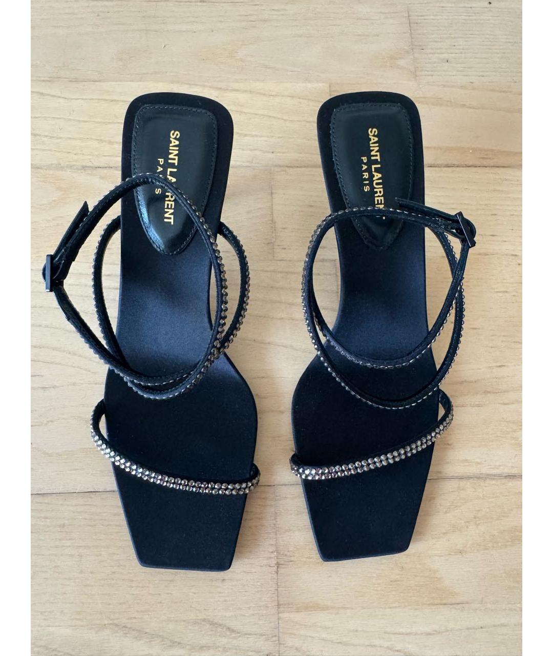 SAINT LAURENT Черные текстильные босоножки, фото 2