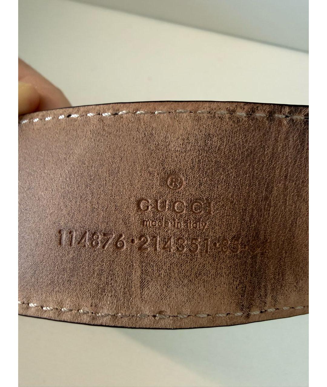 GUCCI Темно-синий кожаный ремень, фото 3