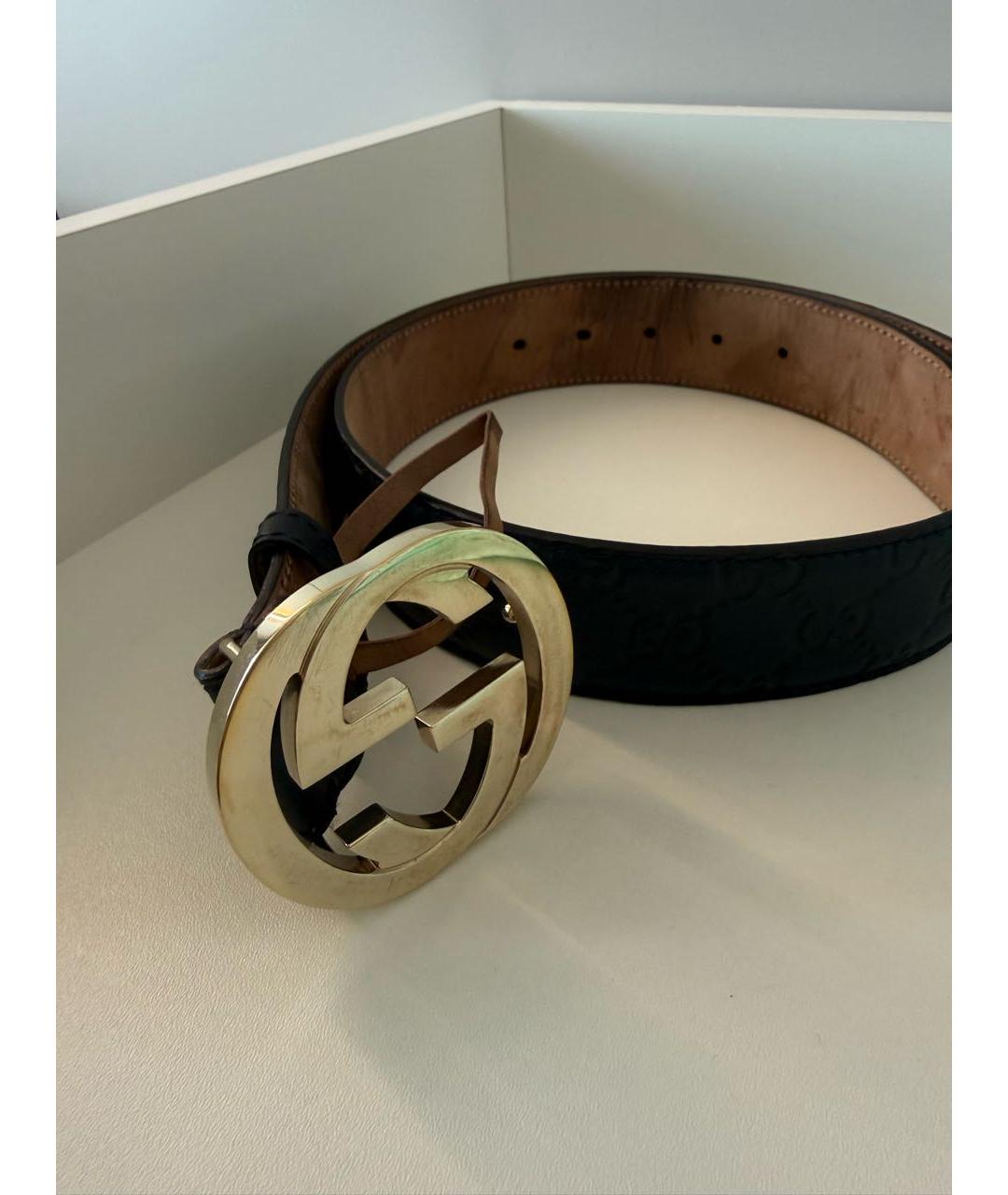 GUCCI Темно-синий кожаный ремень, фото 2