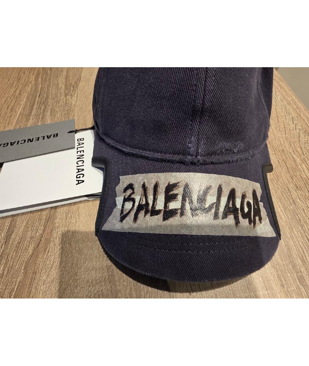 BALENCIAGA Темно-синяя хлопковая кепка/бейсболка, фото 4