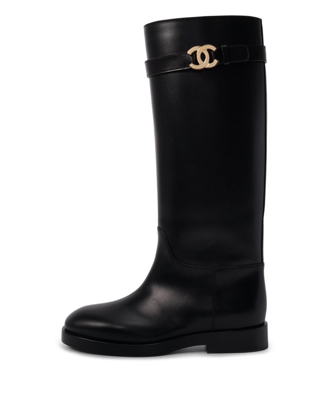 CHANEL Черные кожаные сапоги, фото 7