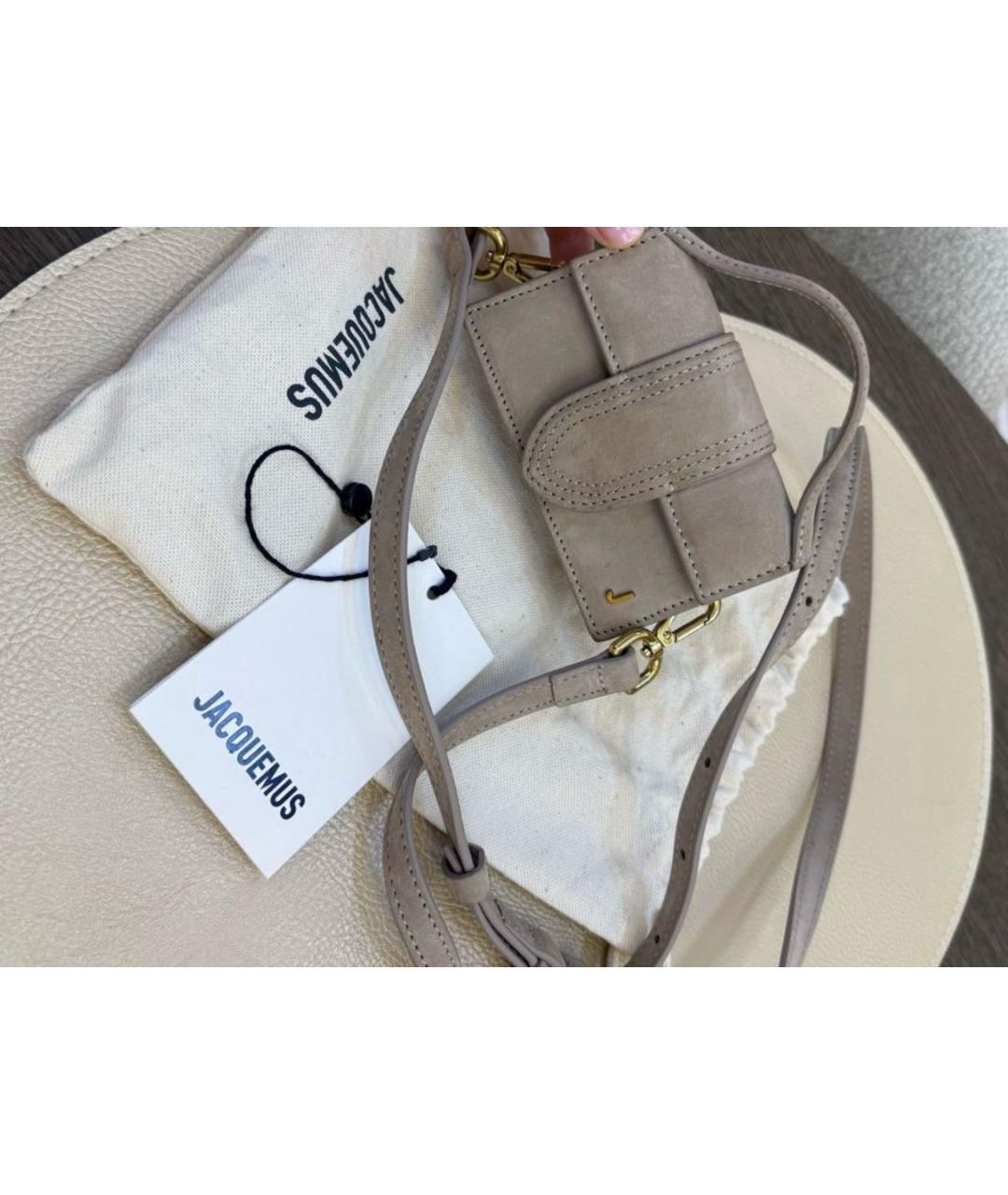 JACQUEMUS Бежевая тканевая сумка через плечо, фото 2