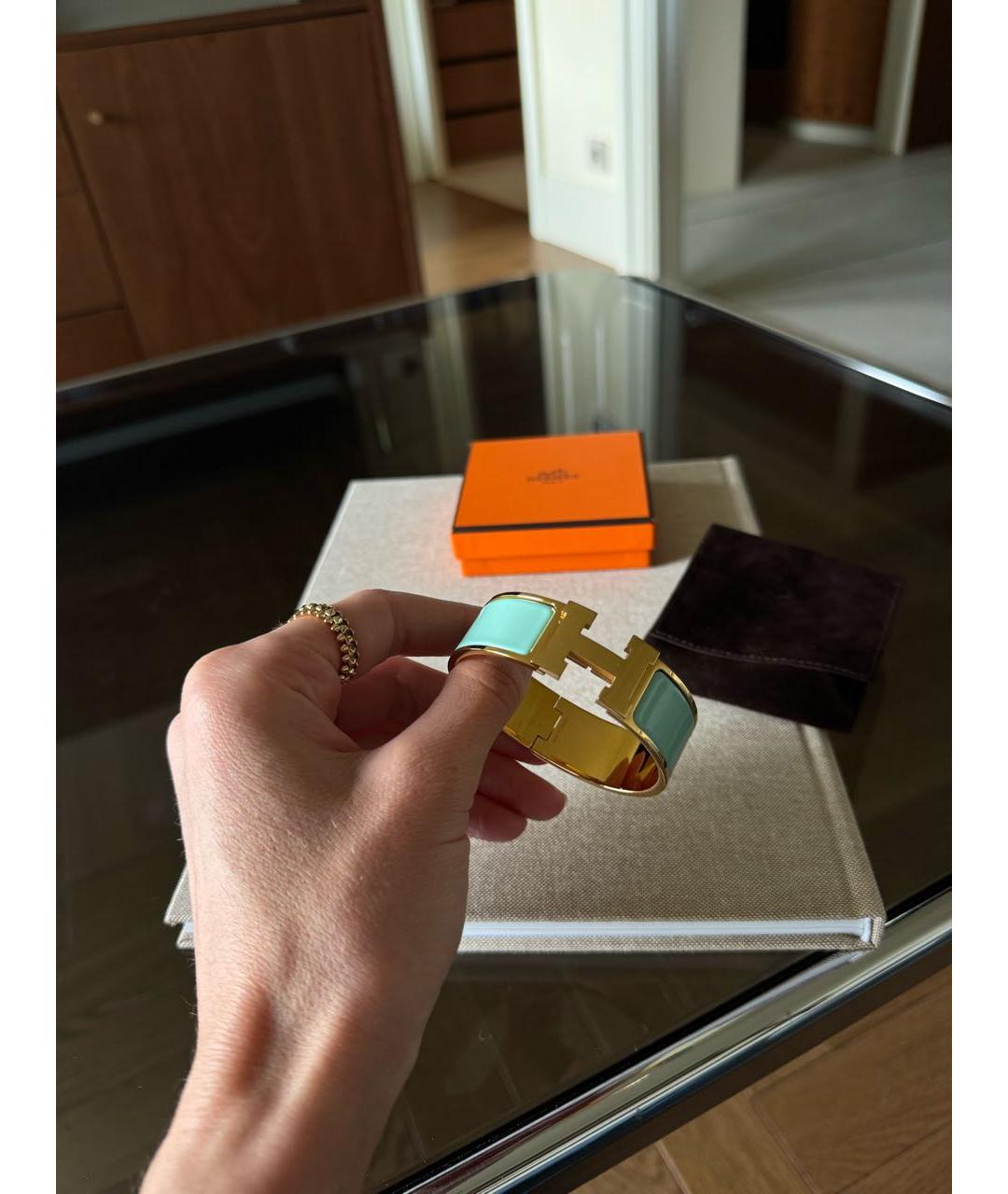 HERMES Бирюзовый браслет из желтого золота, фото 2