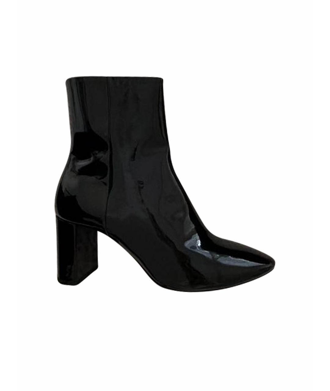 SAINT LAURENT Черные ботинки из лакированной кожи, фото 1