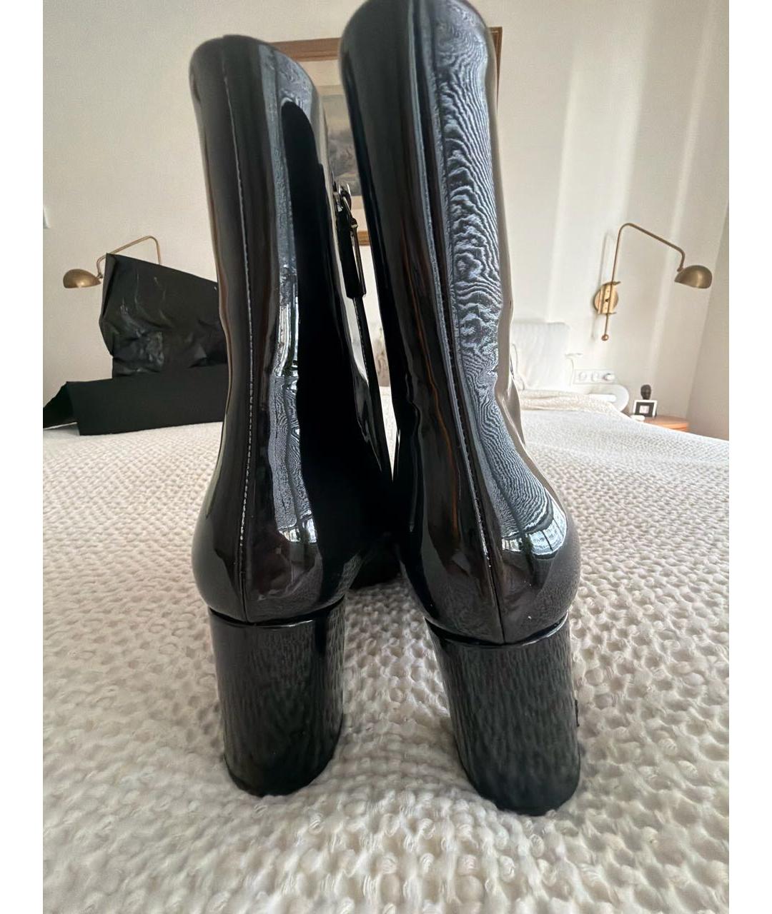 SAINT LAURENT Черные ботинки из лакированной кожи, фото 4
