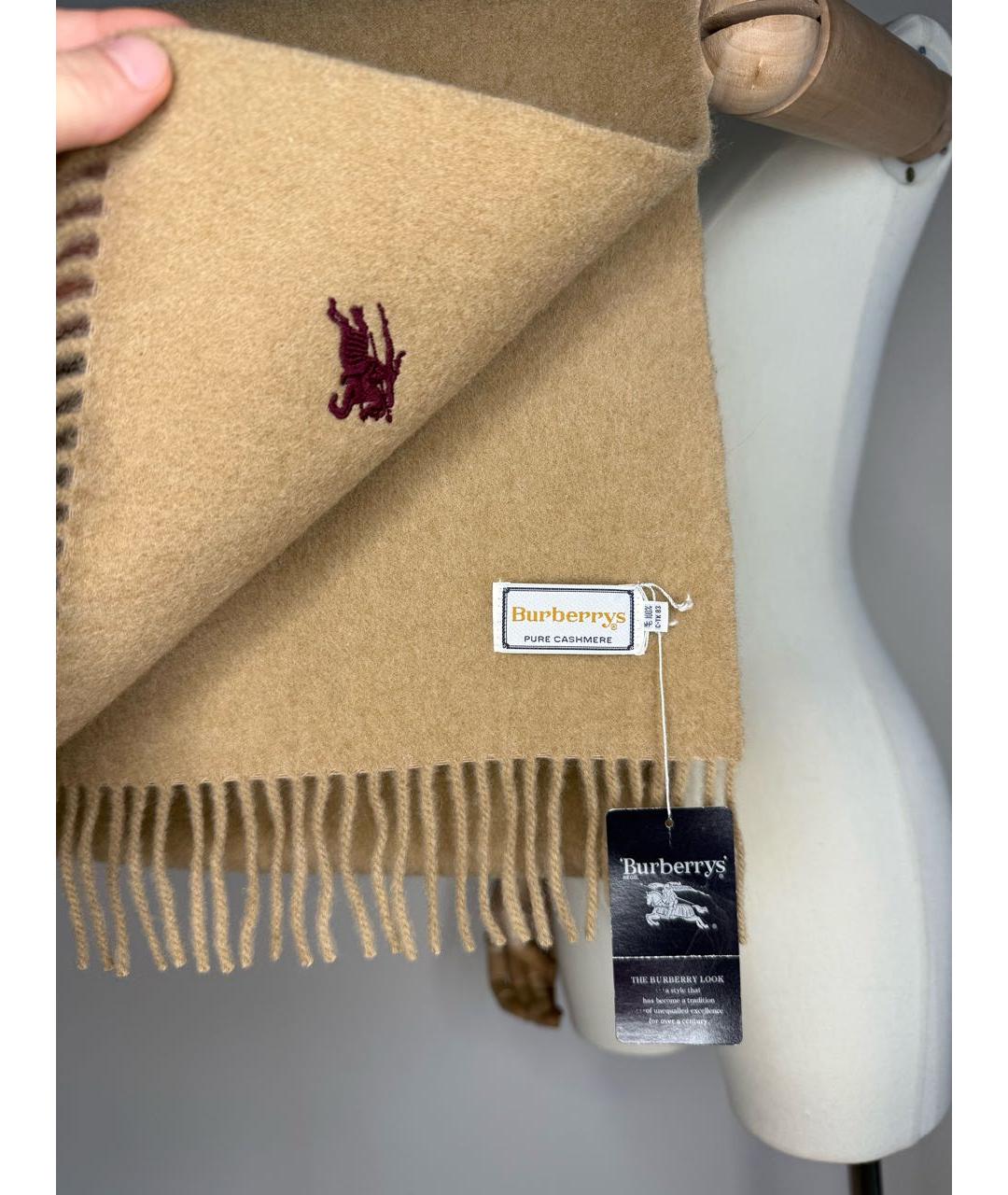 BURBERRY Бежевый кашемировый шарф, фото 4