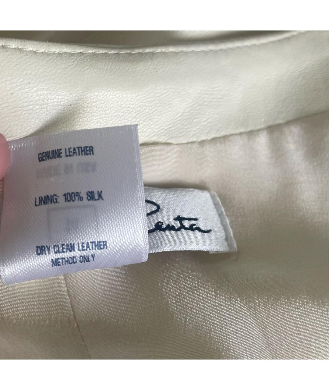 OSCAR DE LA RENTA Бежевое кожаное коктейльное платье, фото 5