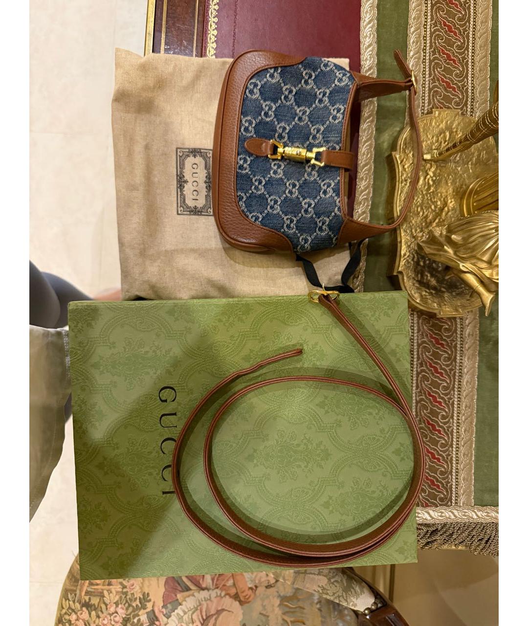 GUCCI Мульти деним сумка с короткими ручками, фото 5