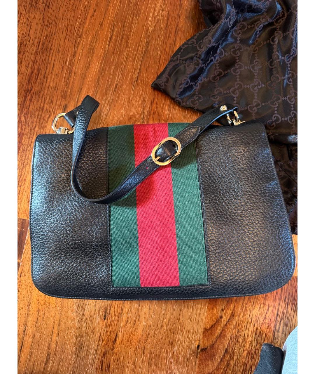 GUCCI Черная кожаная сумка с короткими ручками, фото 3