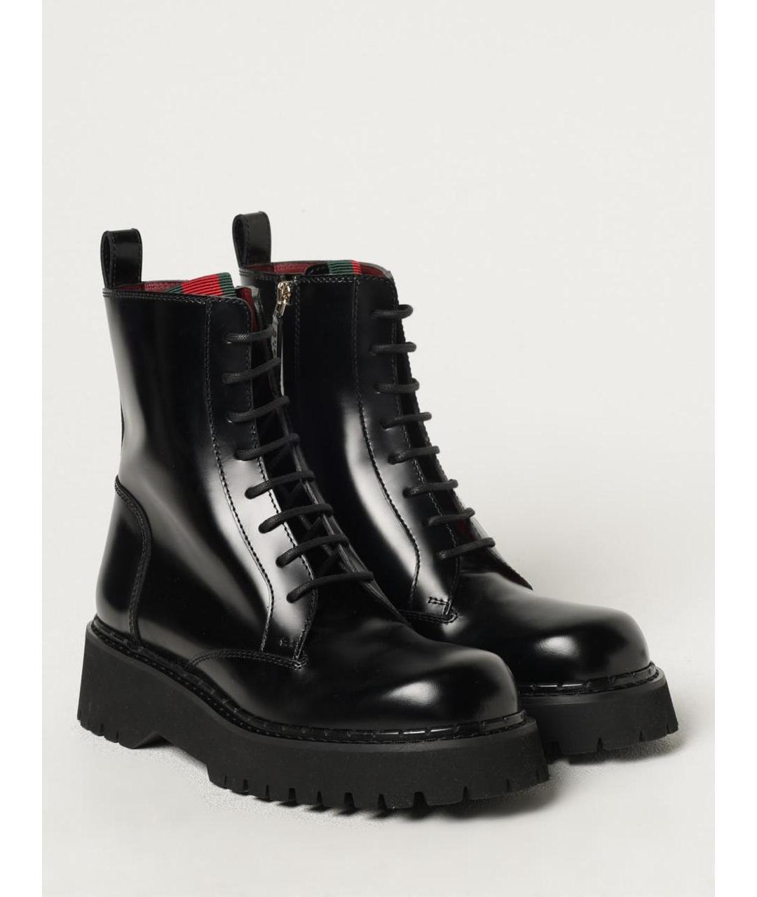 GUCCI Черные кожаные ботинки, фото 2