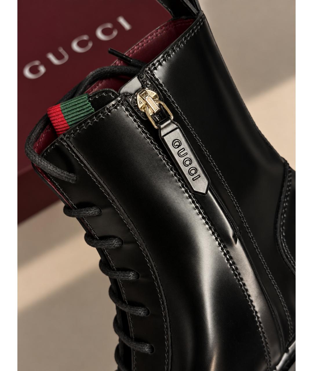 GUCCI Черные кожаные ботинки, фото 8