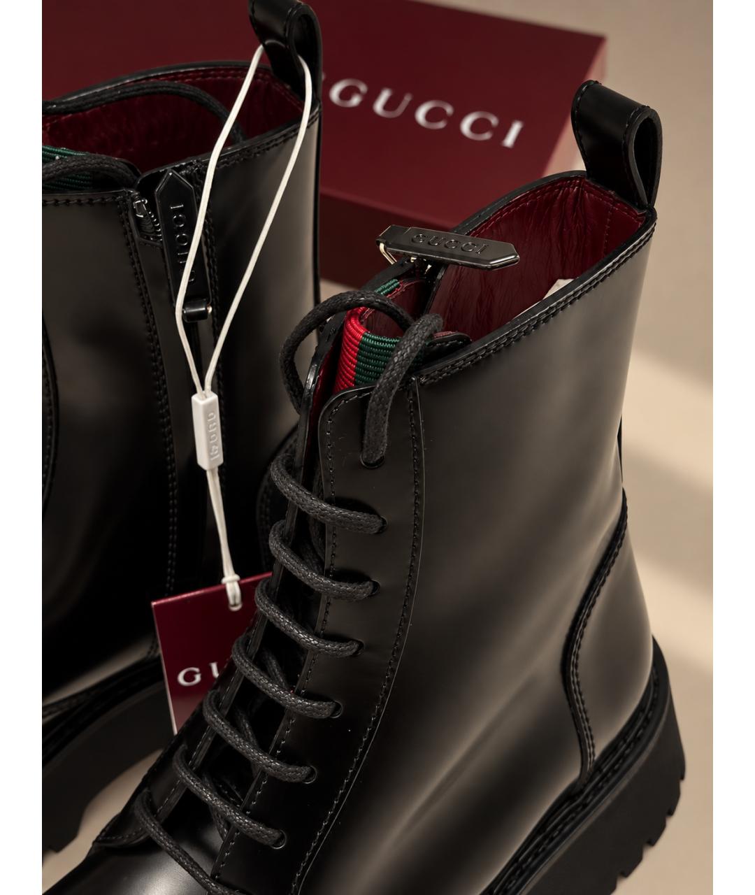 GUCCI Черные кожаные ботинки, фото 7