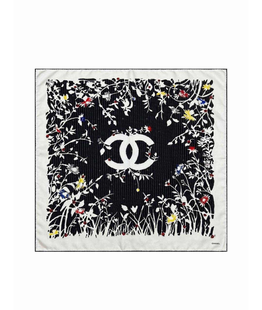 CHANEL Черный шелковый платок, фото 1