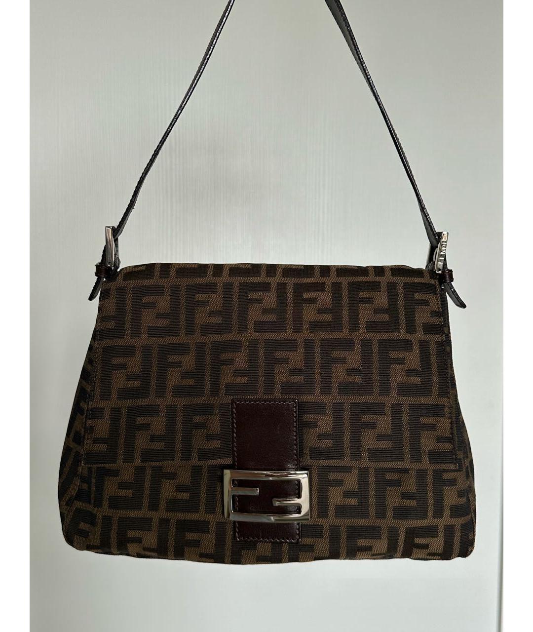 FENDI Коричневая тканевая сумка через плечо, фото 3