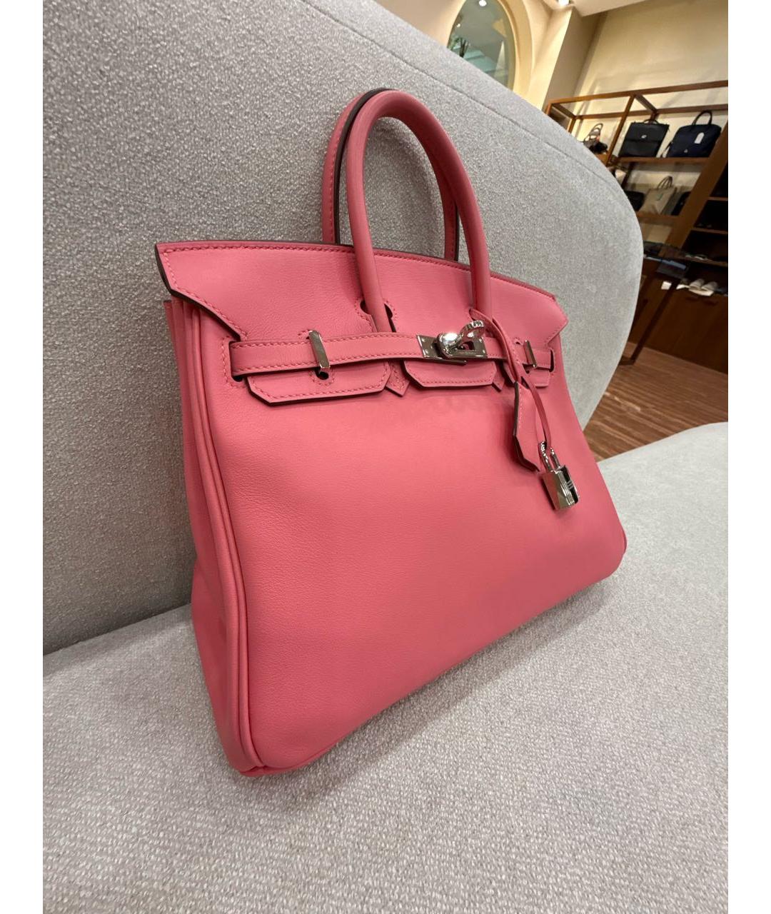 HERMES Розовая кожаная сумка с короткими ручками, фото 2