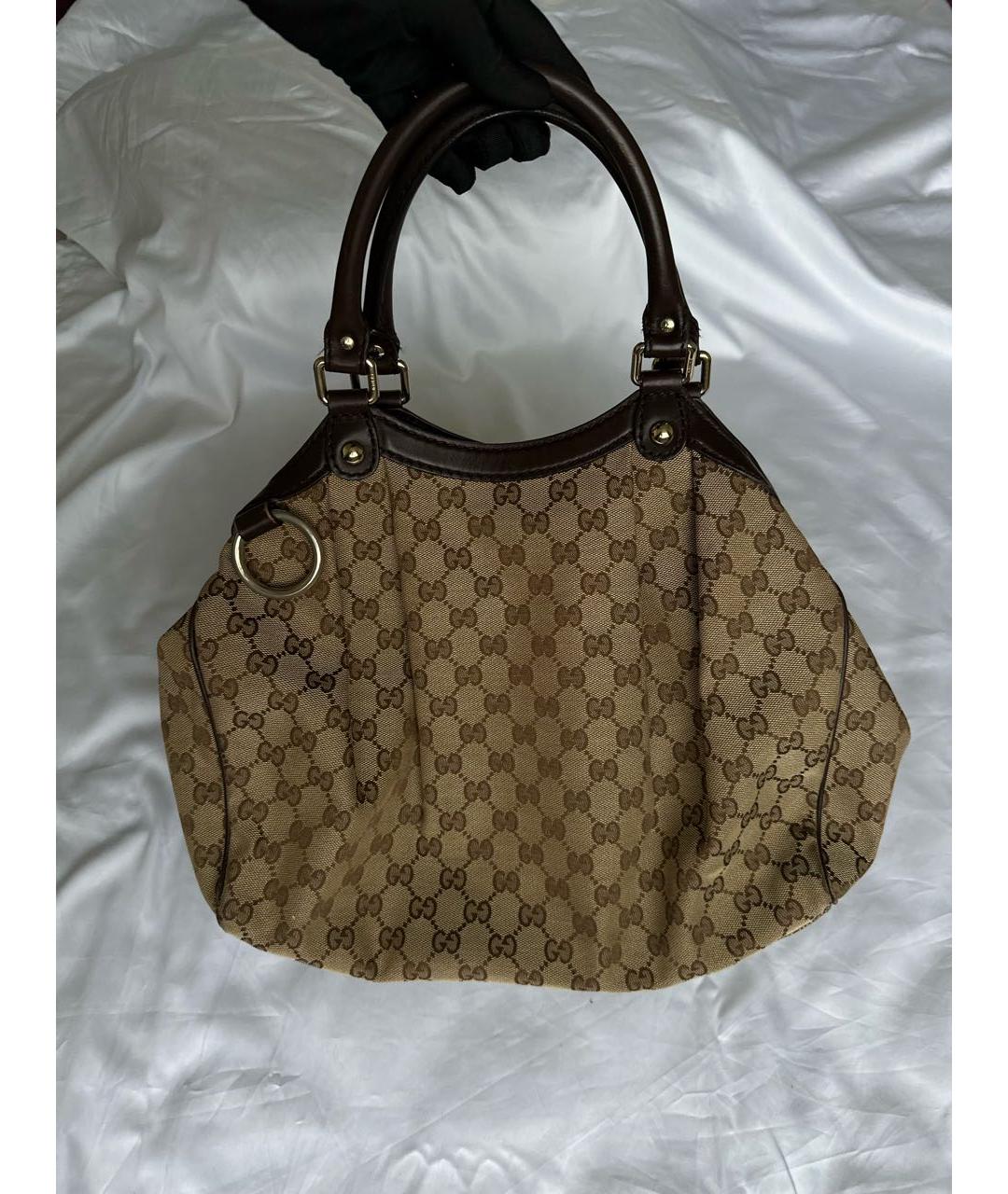 GUCCI Бежевая тканевая сумка через плечо, фото 2