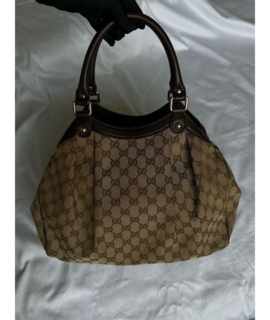 GUCCI Бежевая тканевая сумка через плечо, фото 3