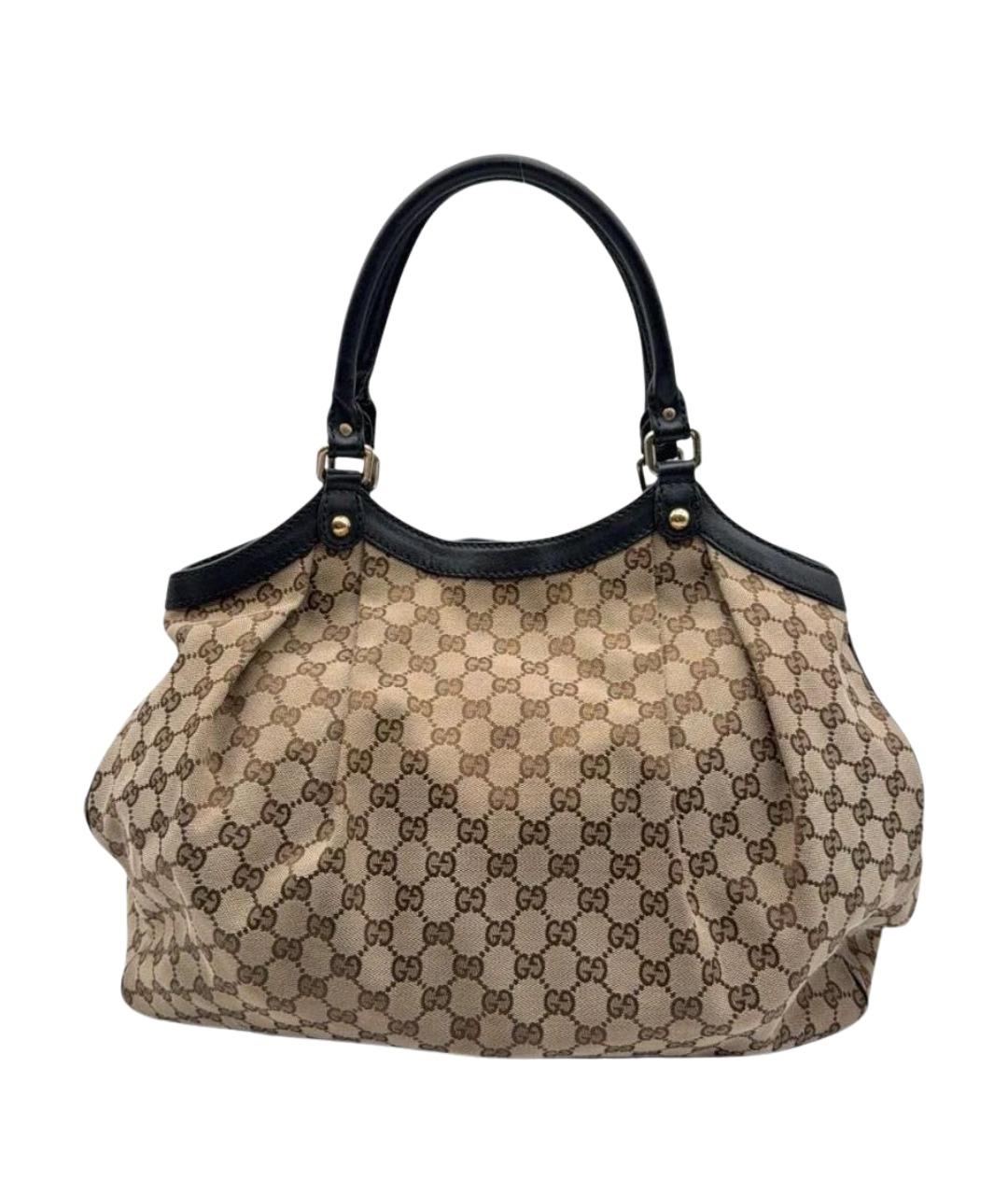 GUCCI Бежевая тканевая сумка через плечо, фото 1