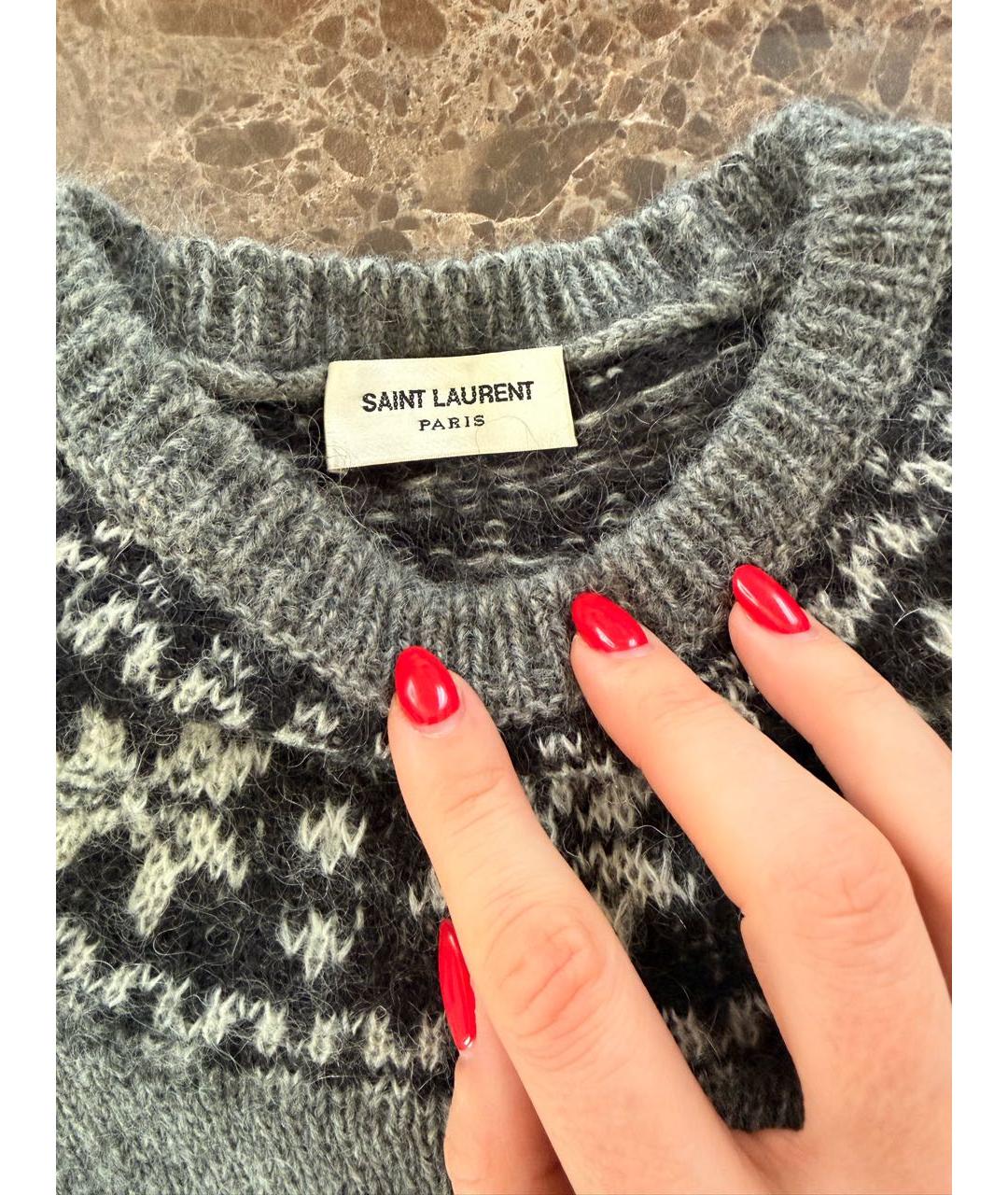SAINT LAURENT Серый джемпер / свитер, фото 3