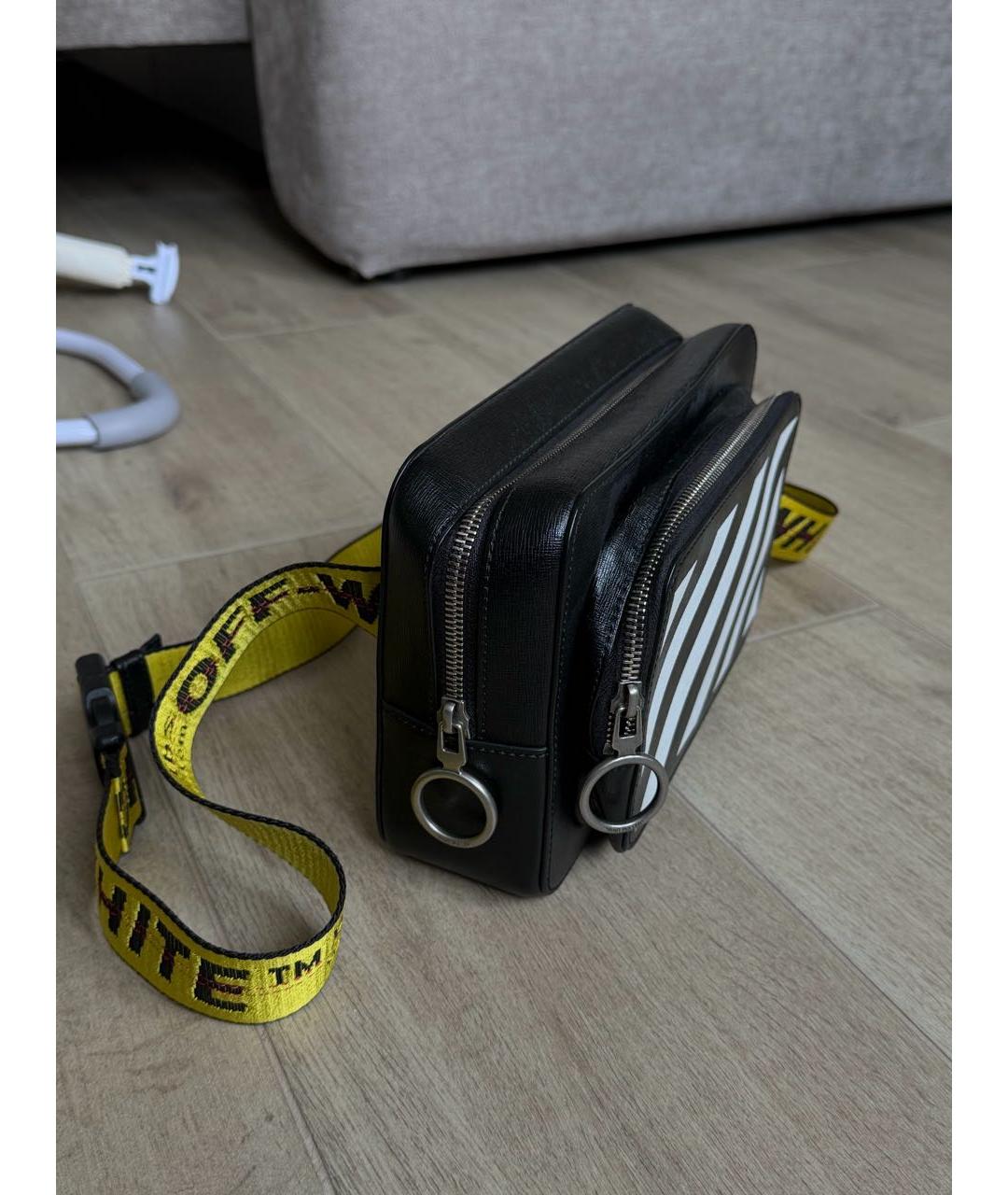OFF-WHITE Черная кожаная поясная сумка, фото 2