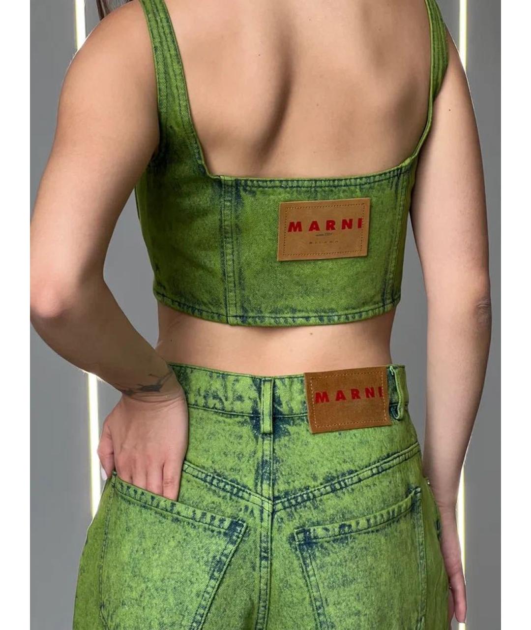 MARNI Зеленая хлопковая майка, фото 5