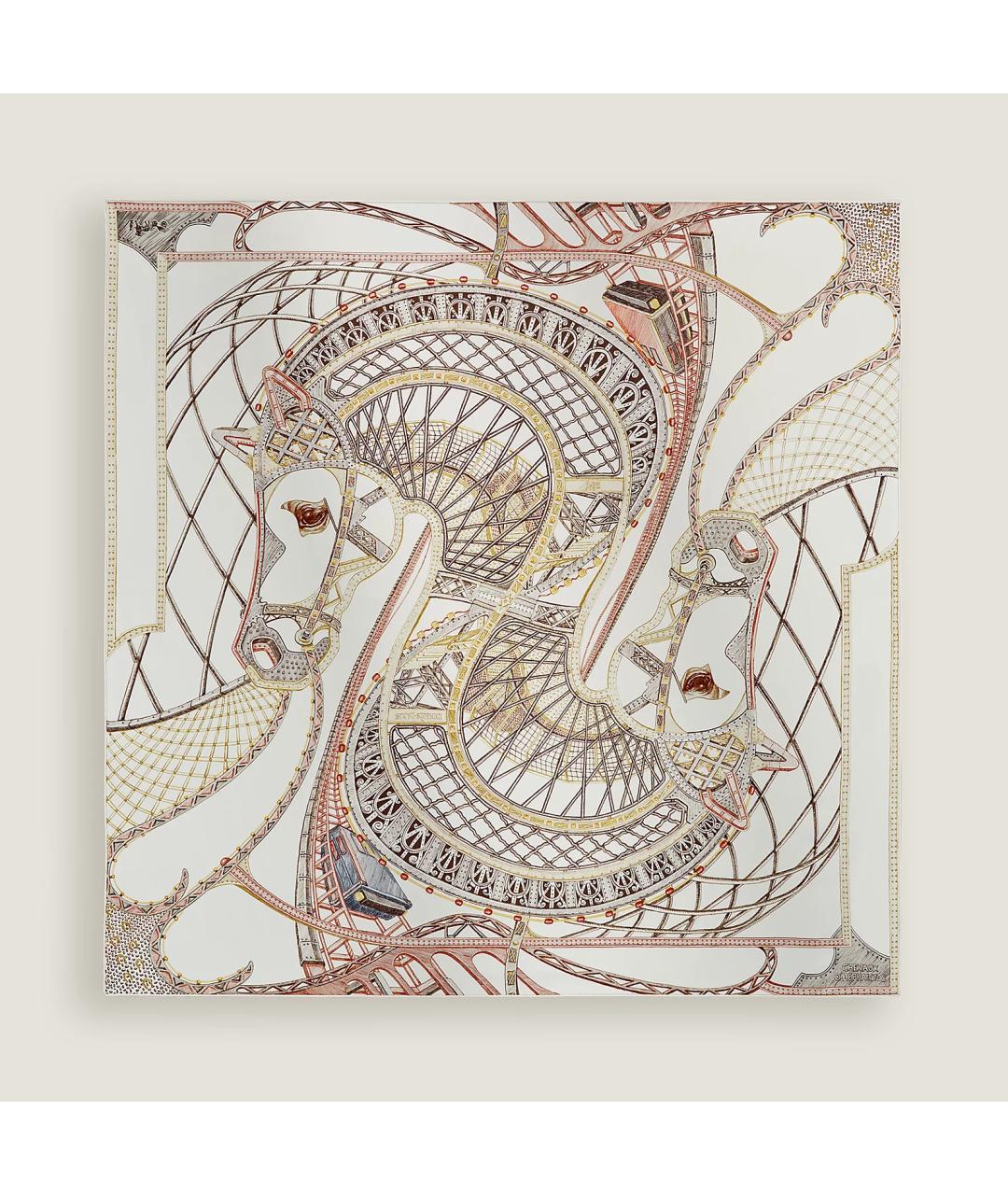 HERMES Белый шелковый платок, фото 2