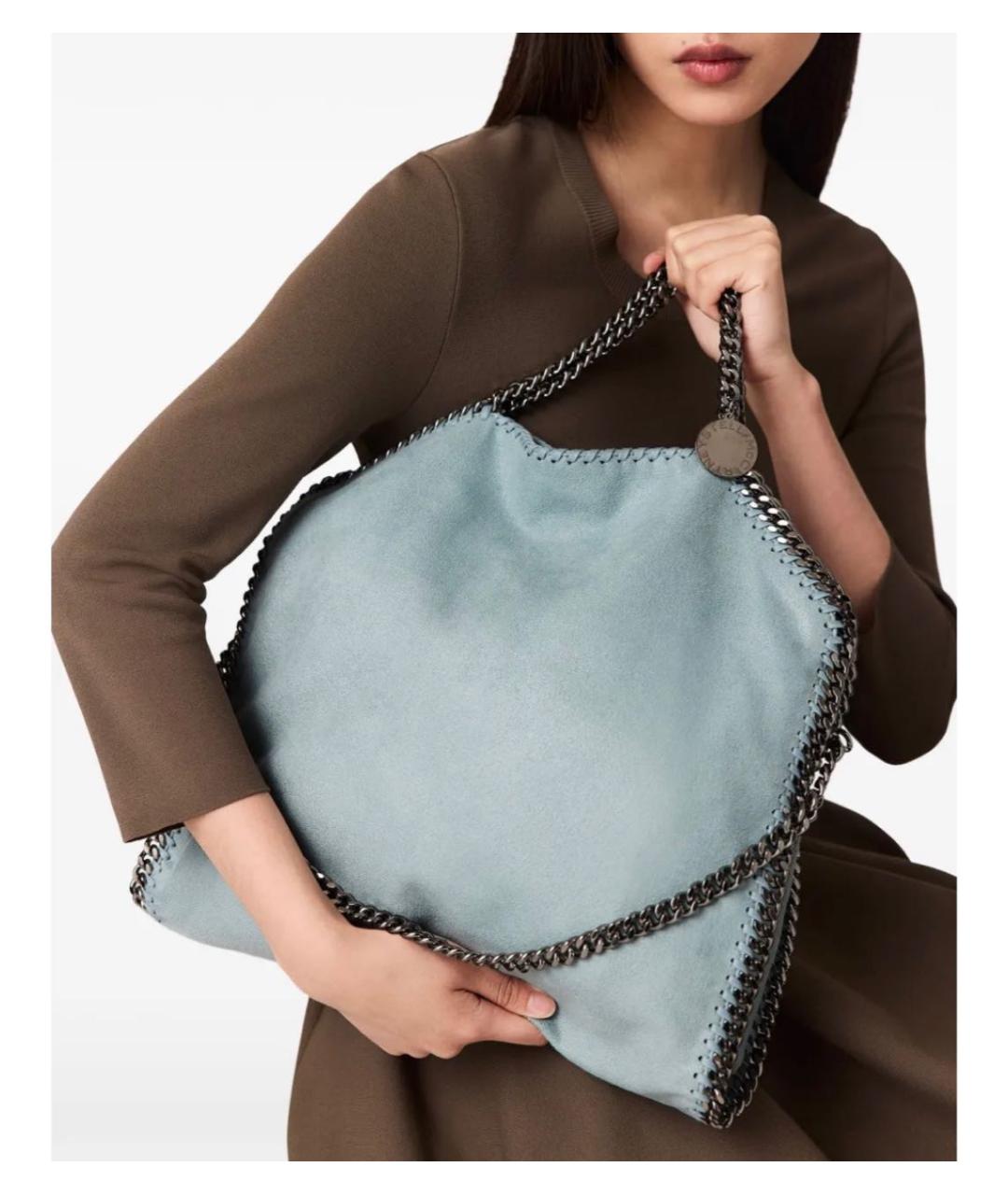STELLA MCCARTNEY Синяя кожаная сумка с короткими ручками, фото 7