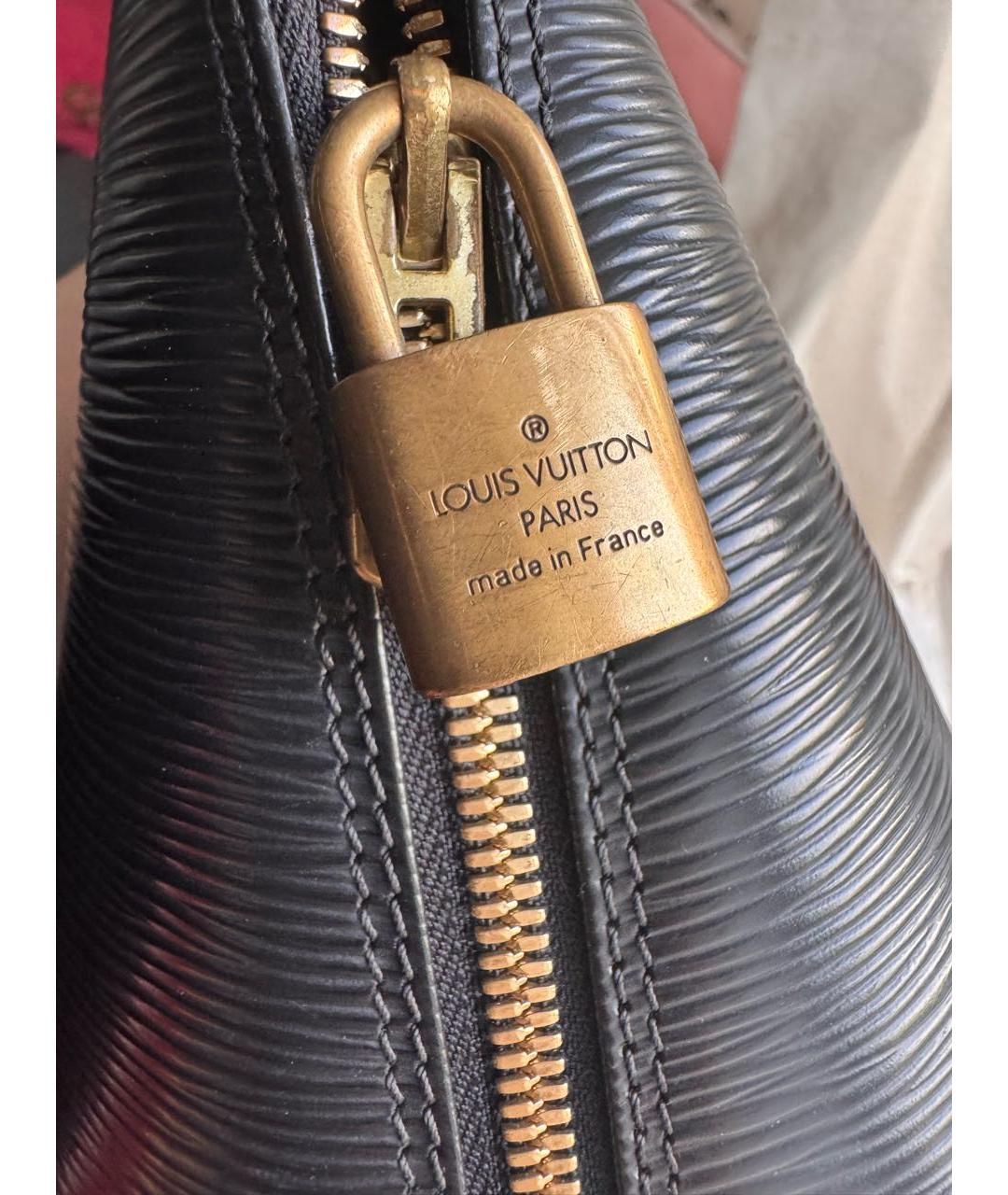 LOUIS VUITTON Черная кожаная сумка с короткими ручками, фото 7