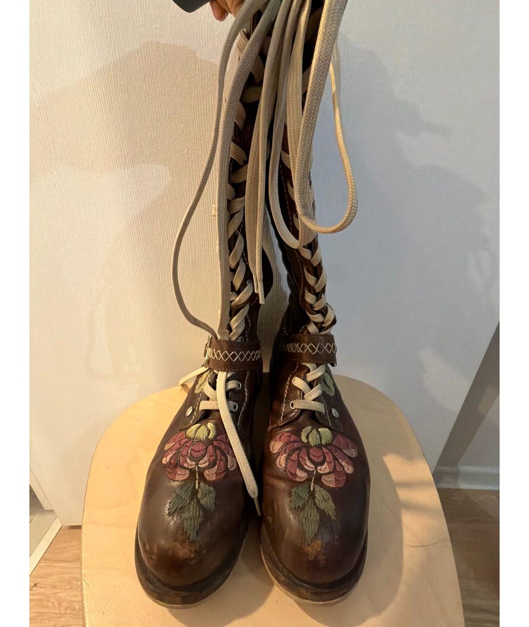 CHRISTIAN DIOR Коричневые кожаные сапоги, фото 2