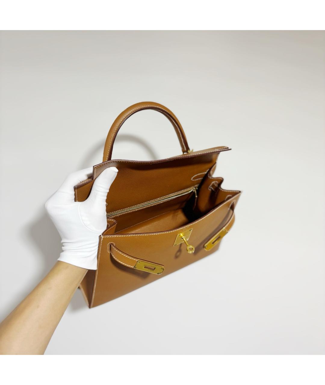 HERMES Коричневая кожаная сумка тоут, фото 5