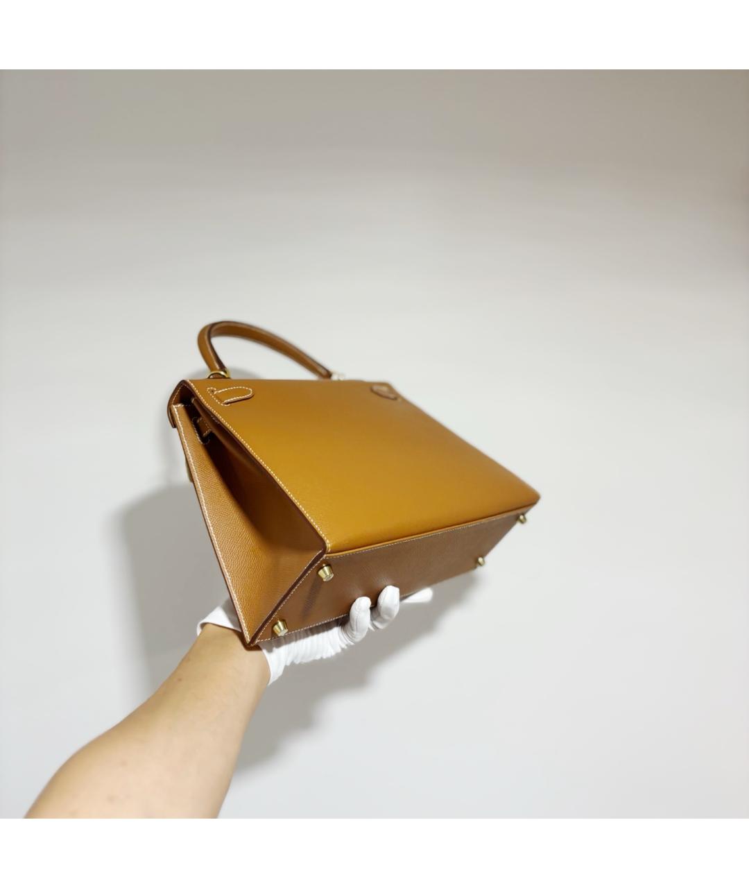 HERMES Коричневая кожаная сумка тоут, фото 4