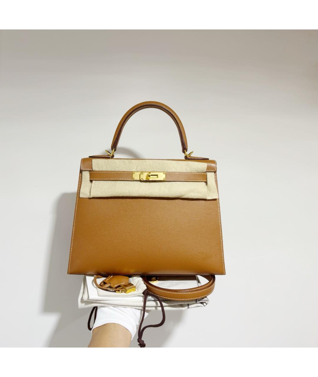 HERMES Коричневая кожаная сумка тоут, фото 10