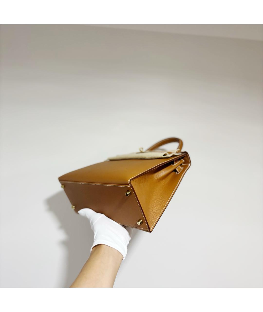 HERMES Коричневая кожаная сумка тоут, фото 3
