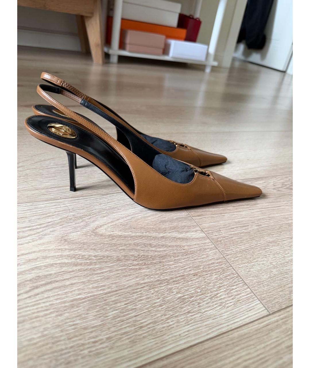 SAINT LAURENT Коричневые кожаные туфли, фото 9