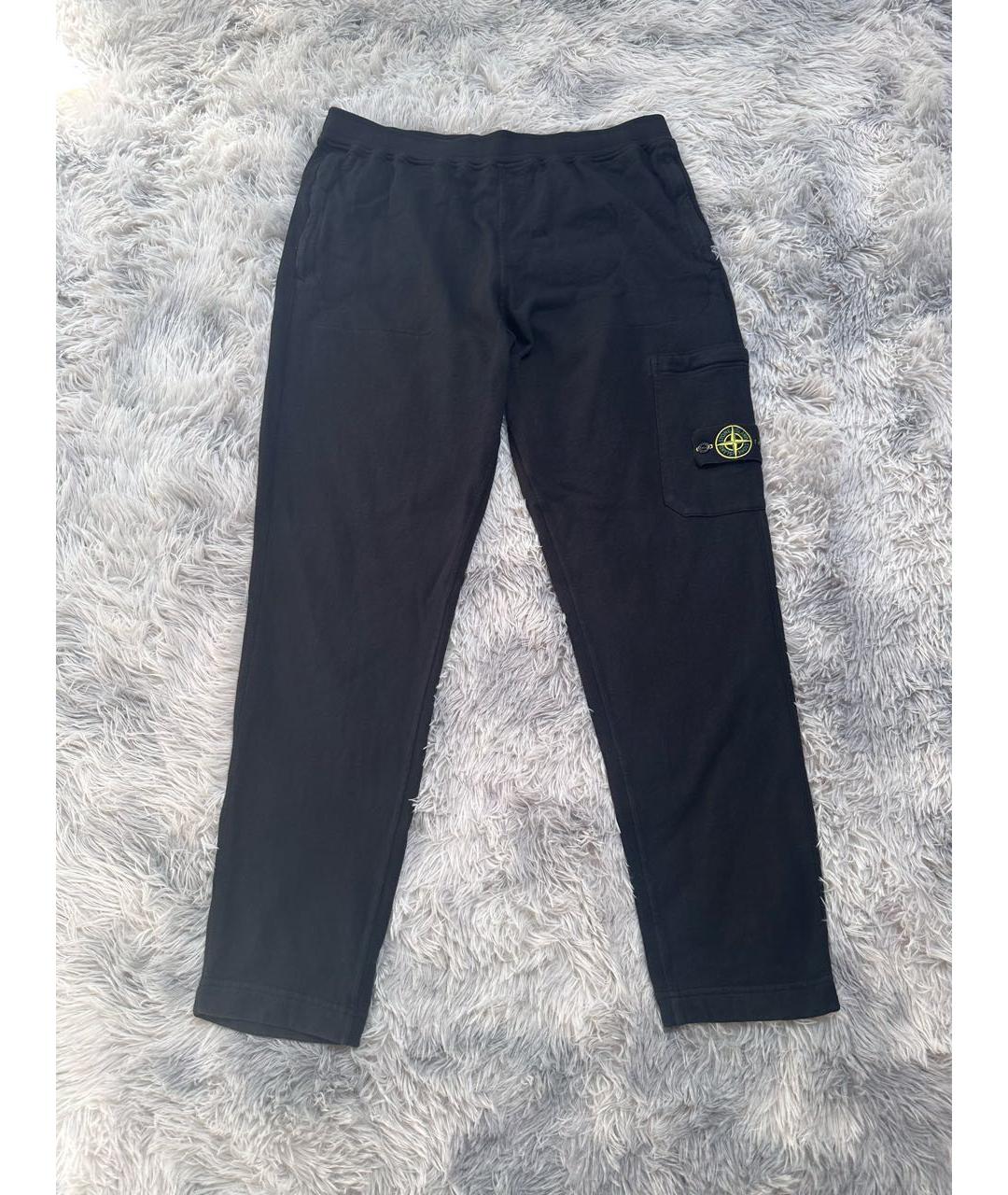 STONE ISLAND Черные хлопковые повседневные брюки, фото 2