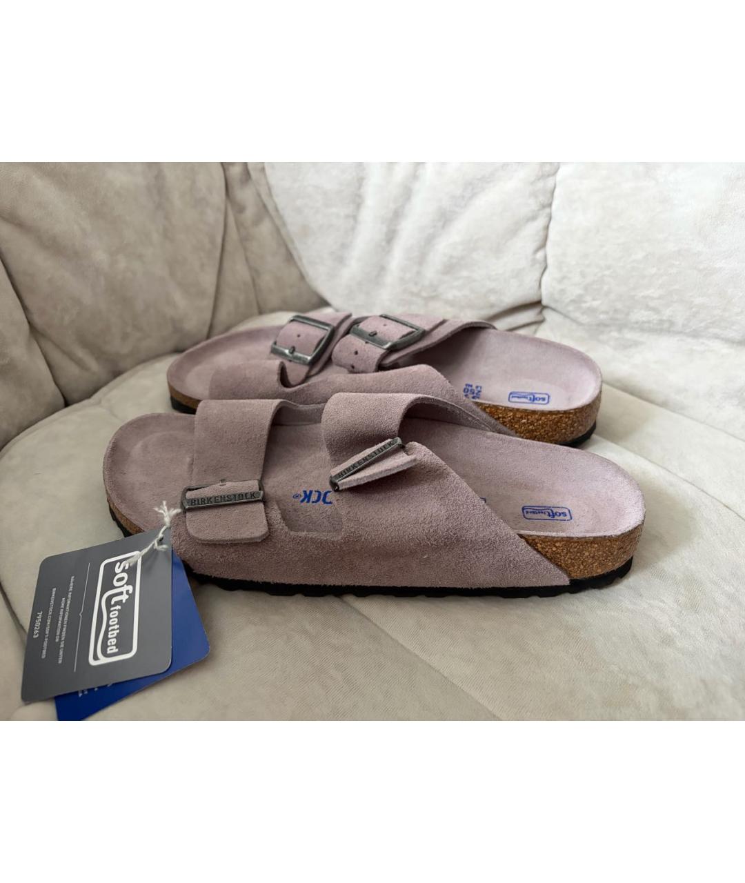 BIRKENSTOCK Серые нубуковые шлепанцы, фото 7