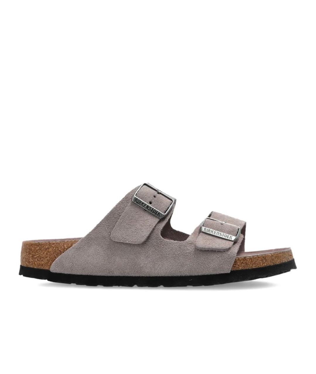 BIRKENSTOCK Серые нубуковые шлепанцы, фото 9