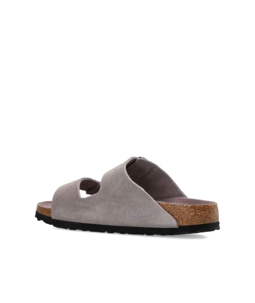 BIRKENSTOCK Серые нубуковые шлепанцы, фото 4