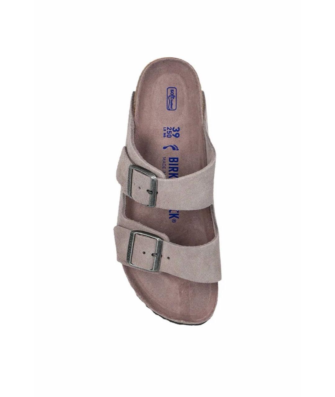 BIRKENSTOCK Серые нубуковые шлепанцы, фото 2