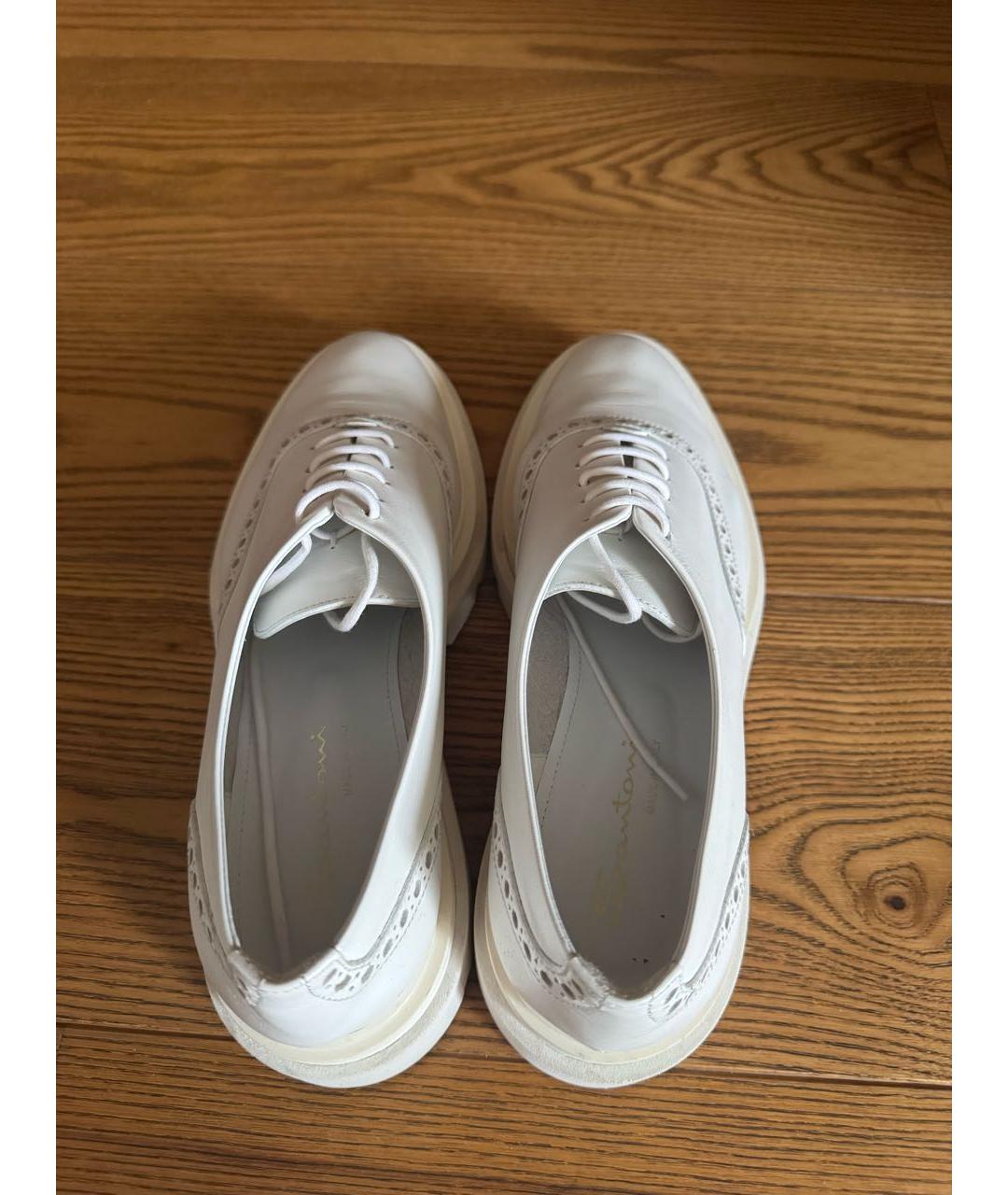 SANTONI Белые кожаные брогги и оксфорды, фото 3