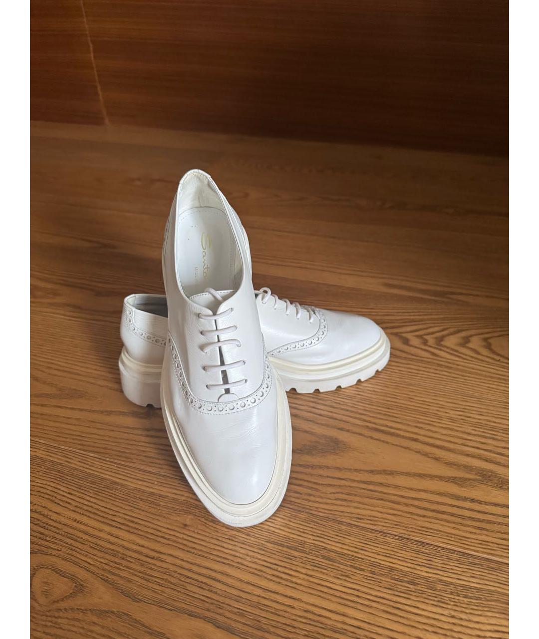 SANTONI Белые кожаные брогги и оксфорды, фото 6