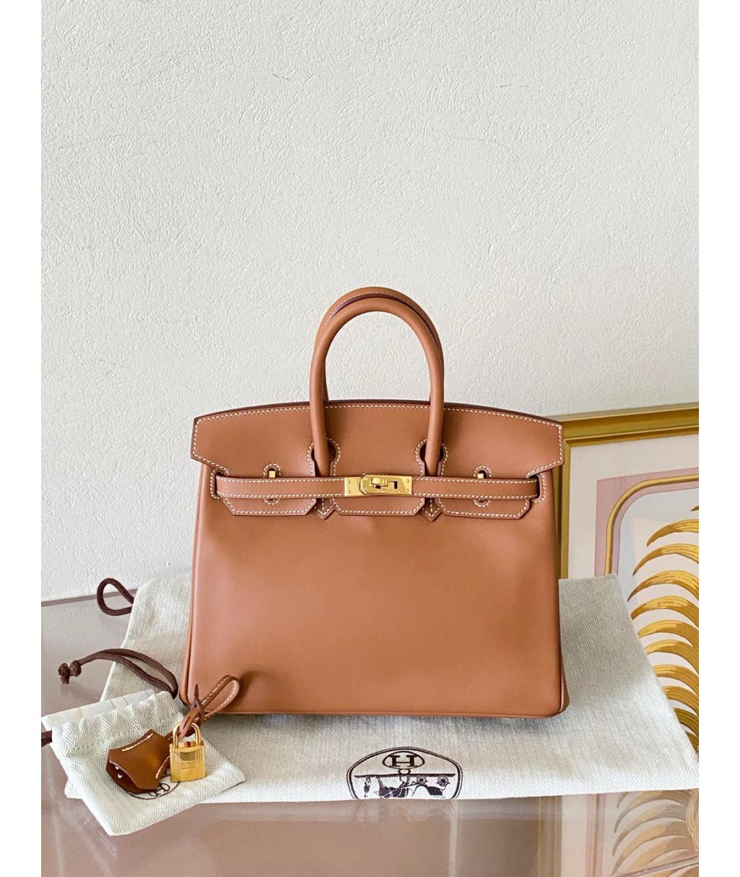 HERMES Коричневая кожаная сумка с короткими ручками, фото 8