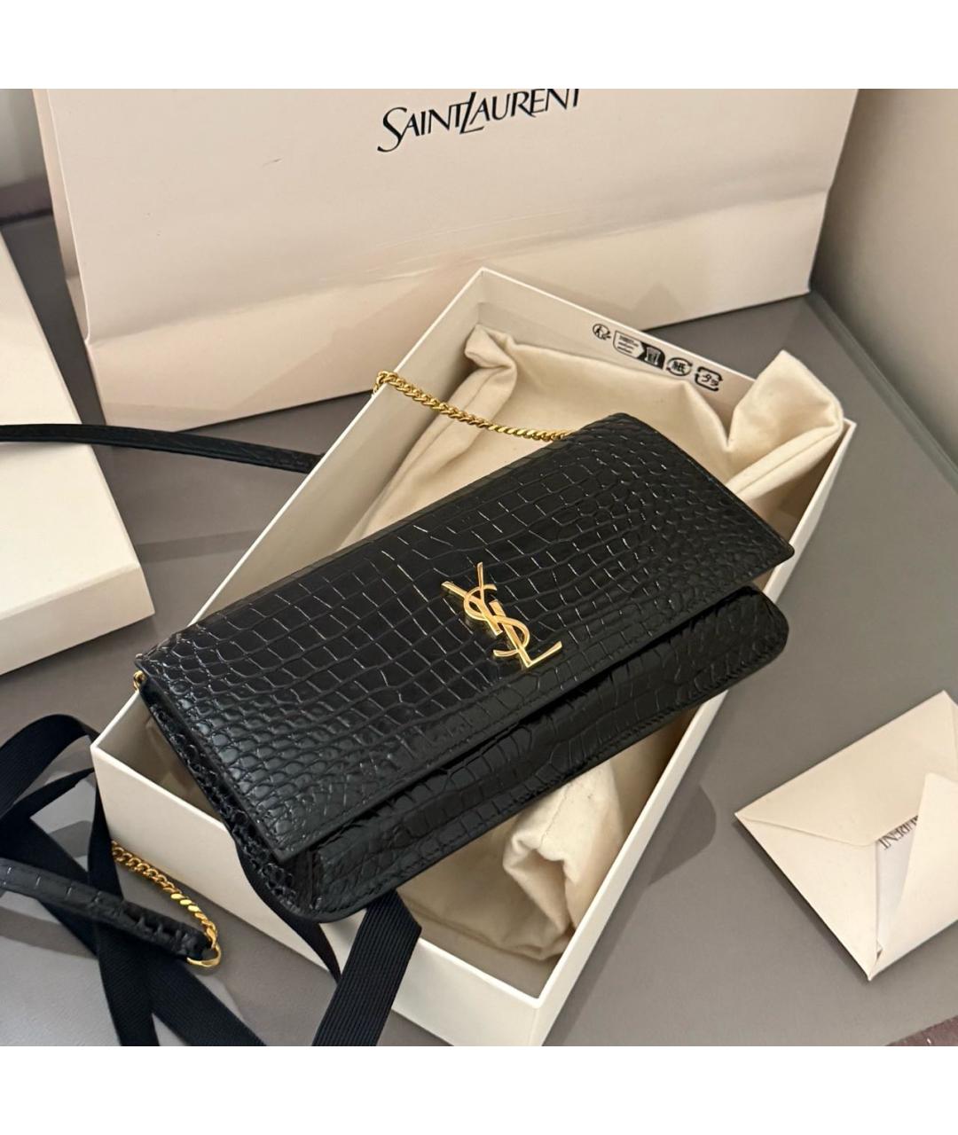 SAINT LAURENT Черная кожаная сумка через плечо, фото 4