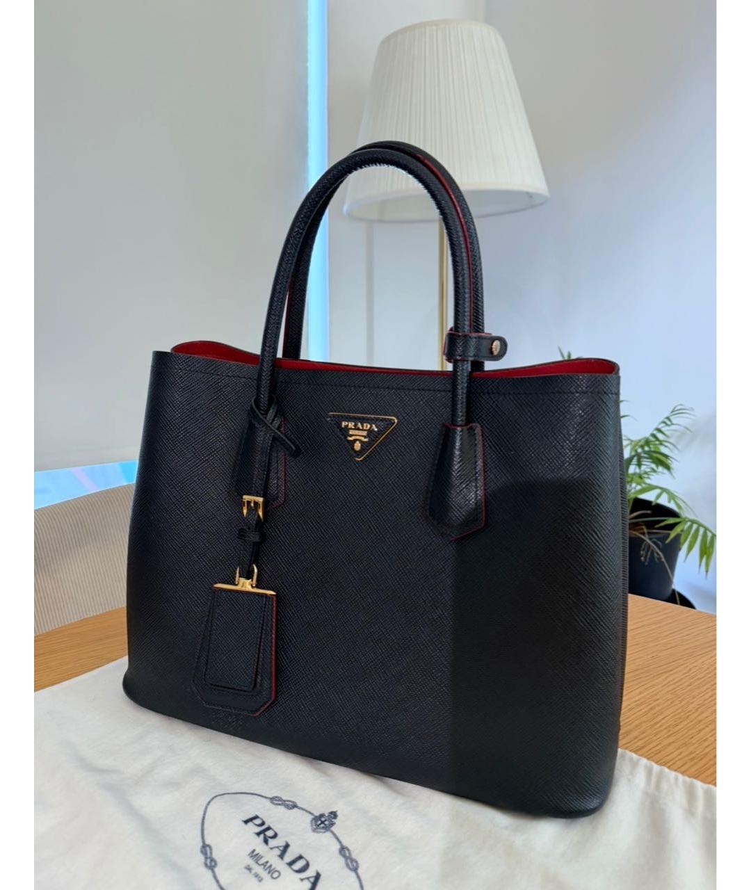 PRADA Черная кожаная сумка с короткими ручками, фото 5