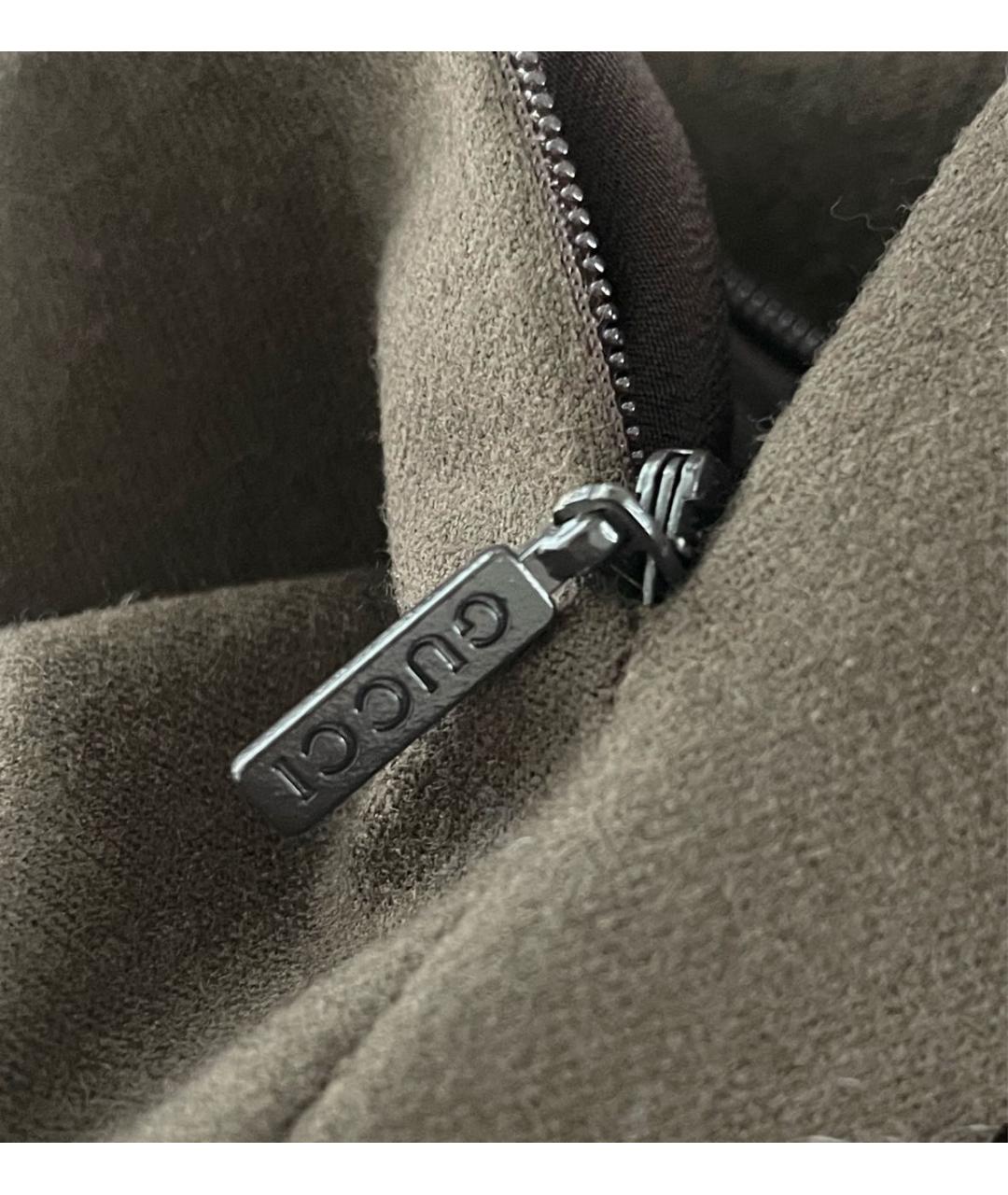 GUCCI Хаки шерстяное коктейльное платье, фото 6