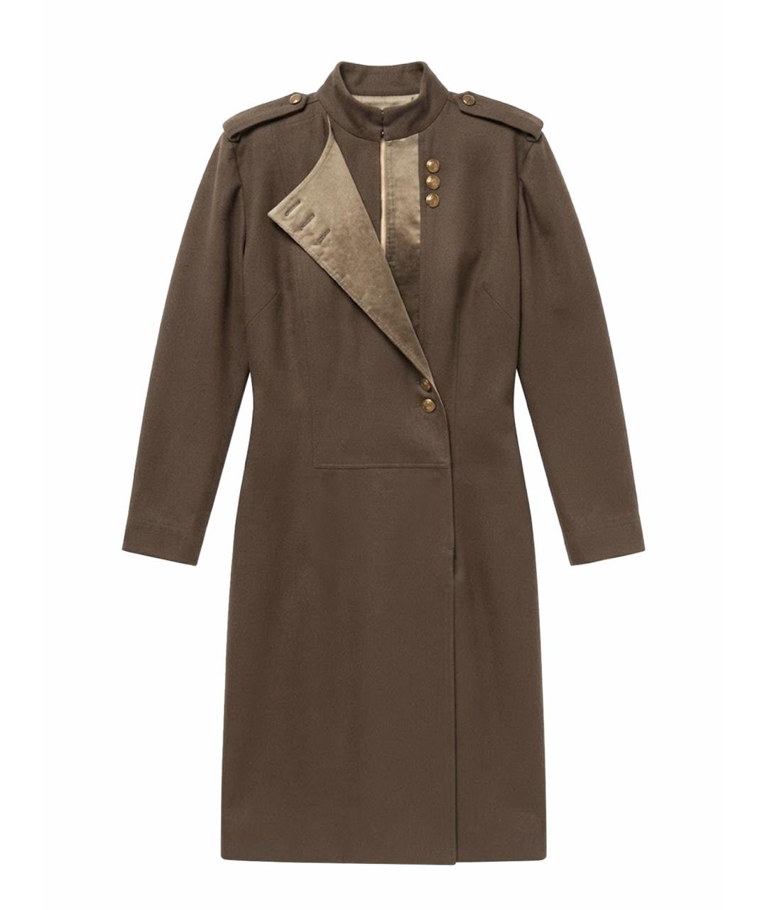 GUCCI Хаки шерстяное коктейльное платье, фото 1